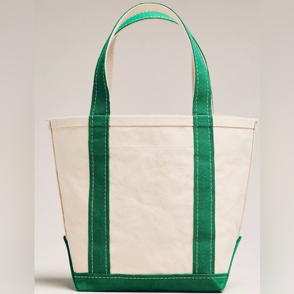 Anthropologie The Hartley Canvas Tote Green Cream Beaded Bag NWT - Picture 3 of 3